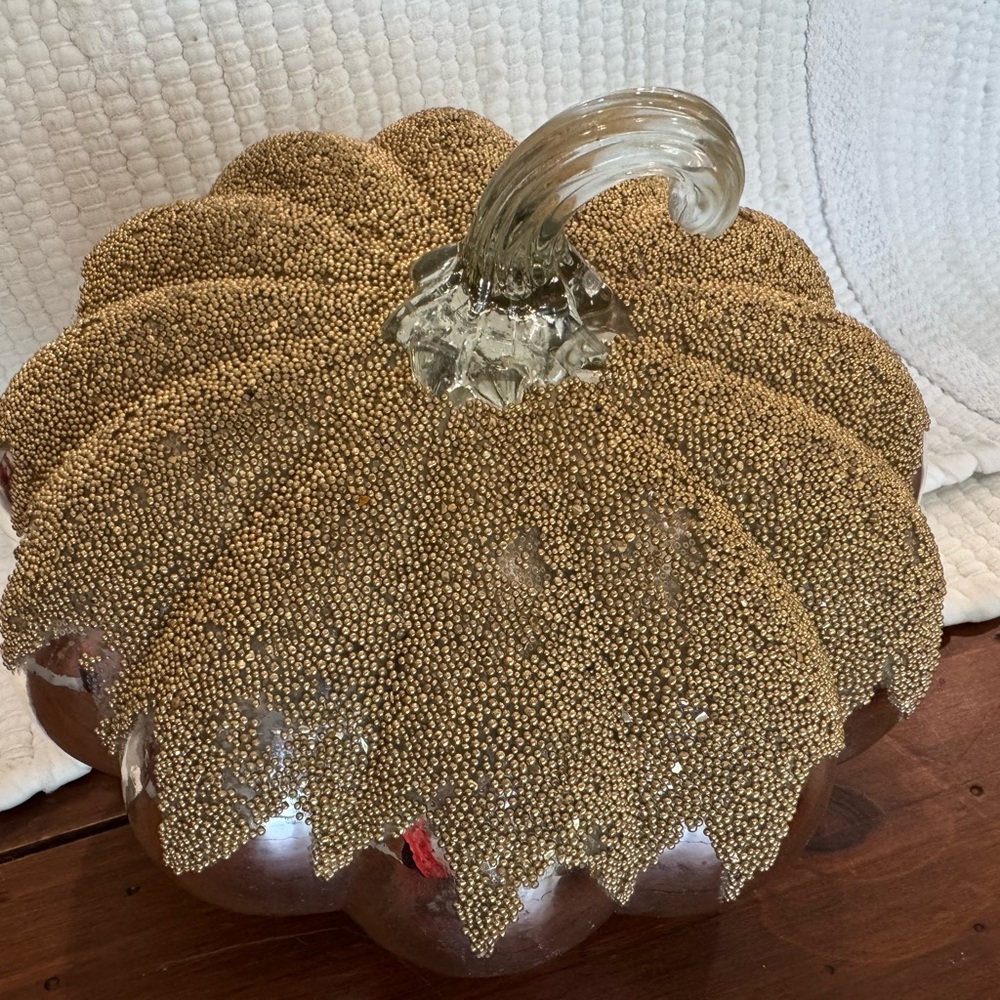 Gold and Silver Glittery Holiday Pumpkin Decor